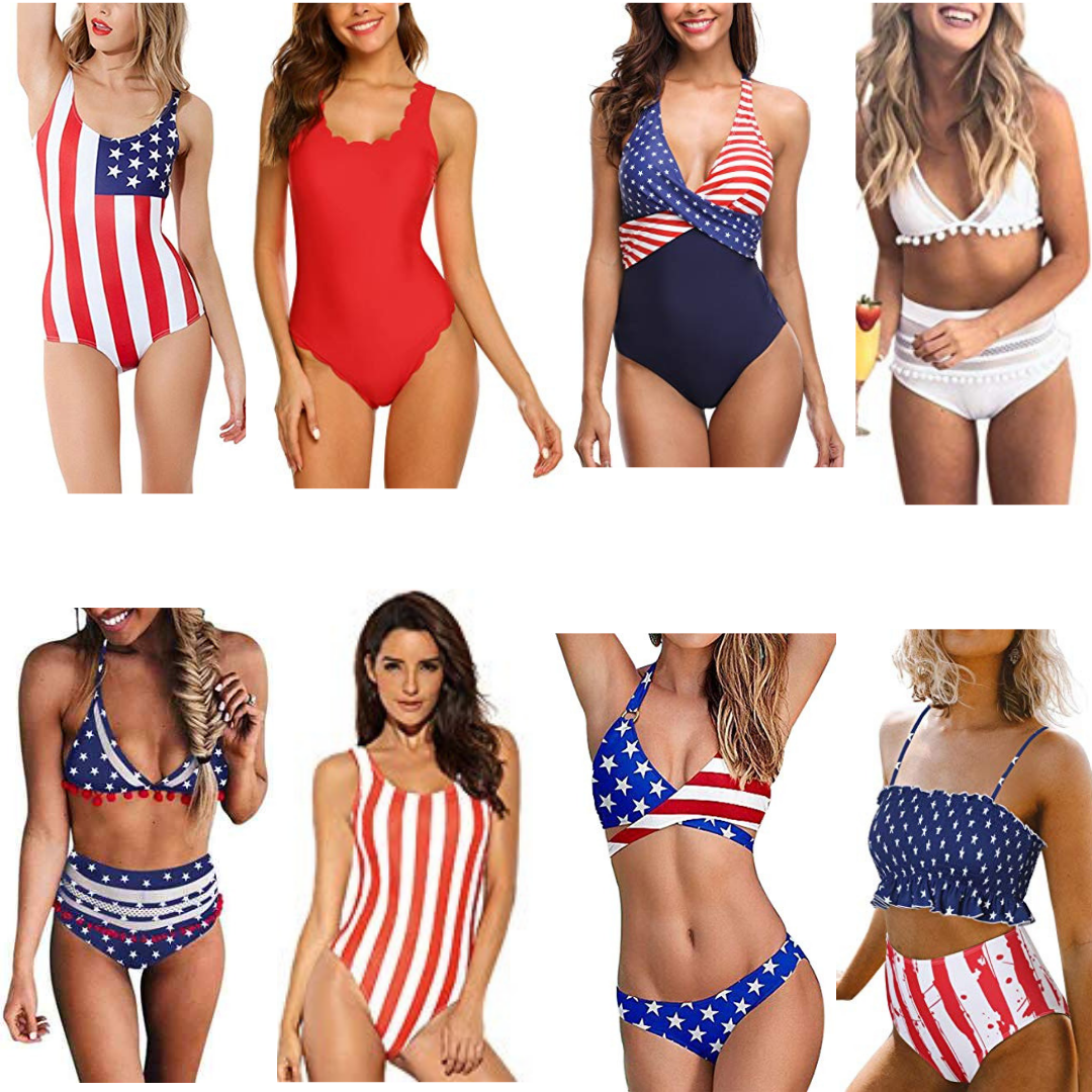 4th of July Swimsuits, one piece swimsuit, two piece swimsuit