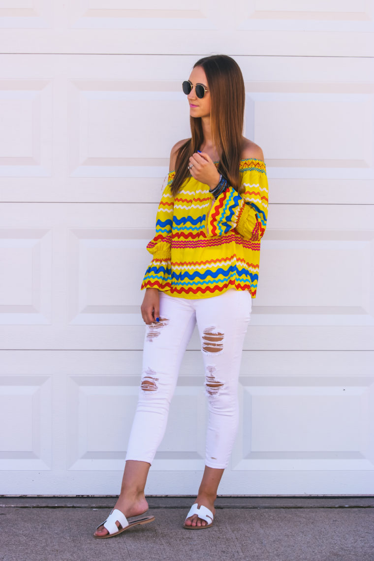 off the shoulder top, yellow blouse, Greece slides