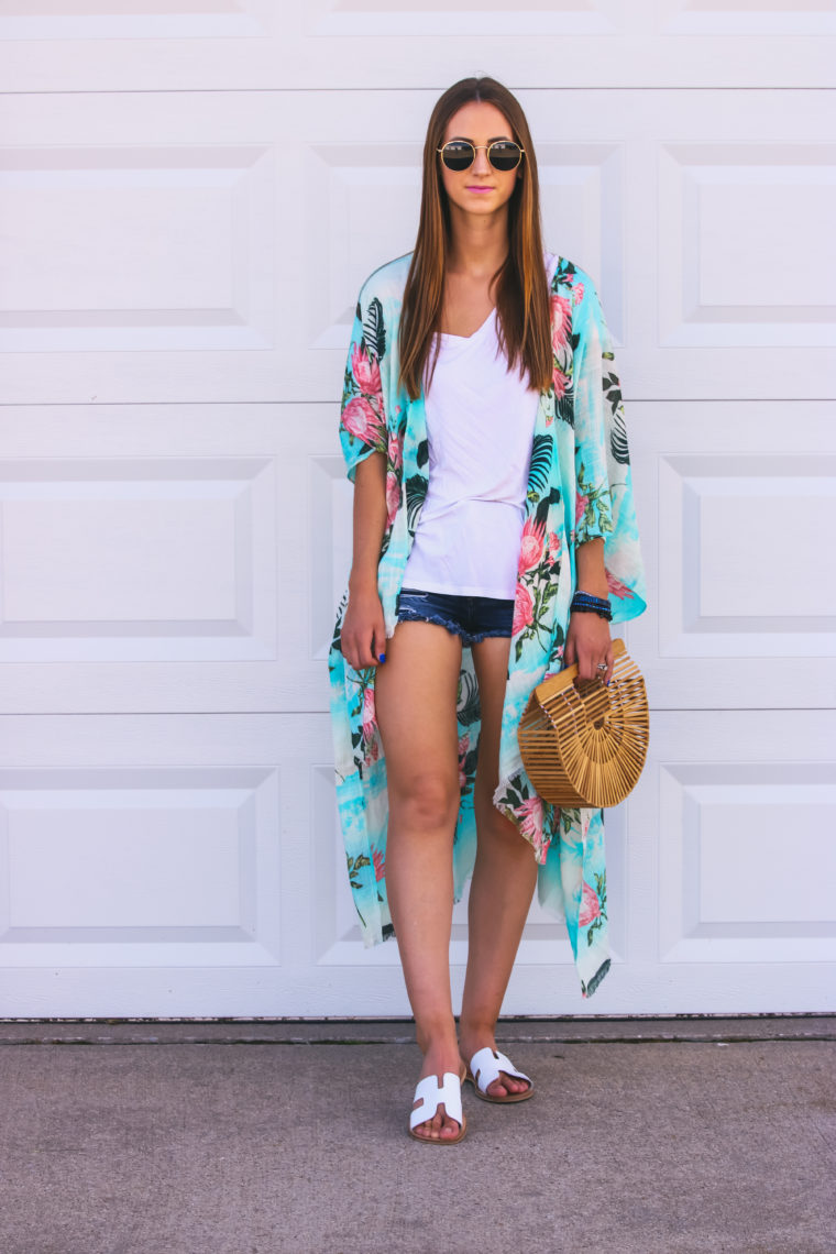 Tropical Print Kimono, palm print kimono, summer style