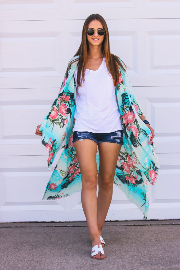 palm leaf kimono, palm print kimono, beach cover up