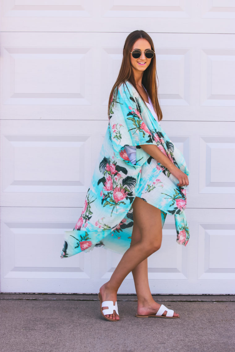 kimono, palm leaf kimono, beach cover up 