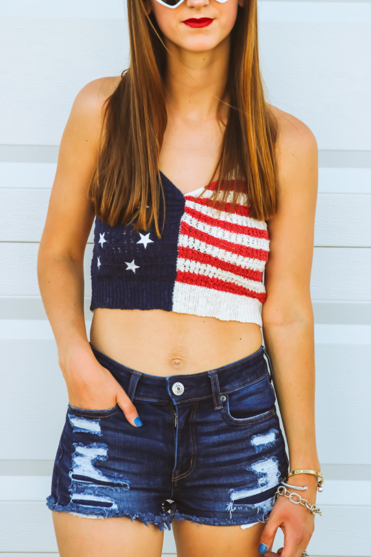 american flag top, crochet crop top, 4th of July style