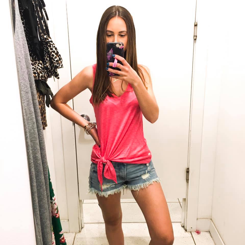 tie front tank top, pink tank top, summer style