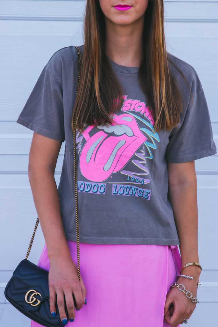 Rolling Stones graphic tee, band shirt, pink lips