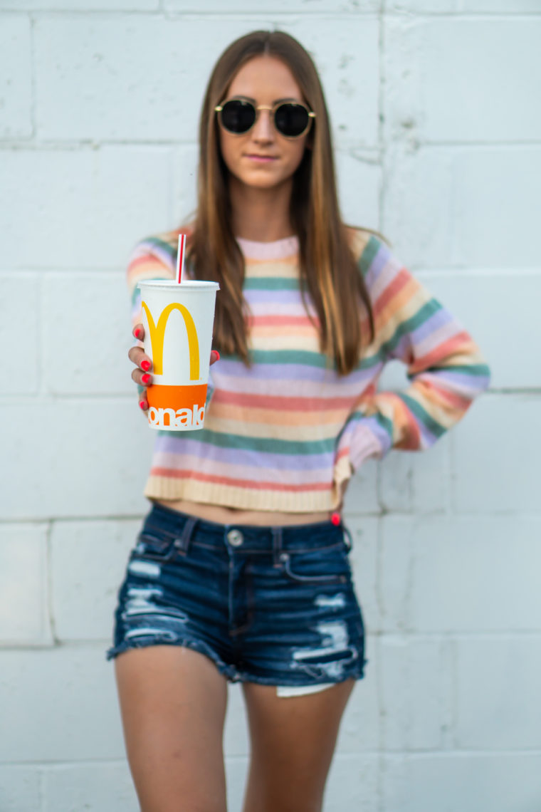 rainbow stripes sweater, summer style, cropped sweater