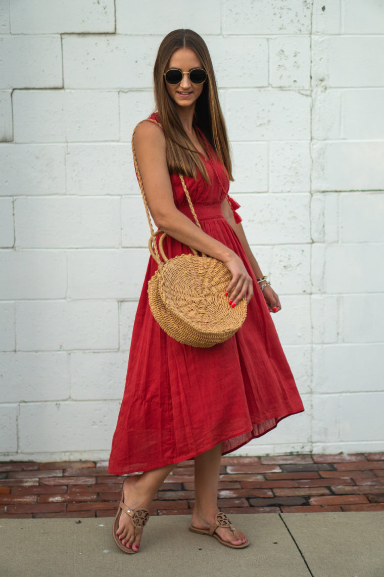 Red Ruffle Midi Dress - For The Love Of Glitter