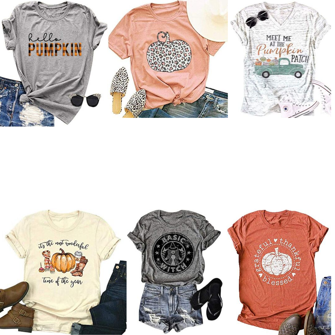 fall graphic tee's, Amazon fall graphic tee's, fall clothing