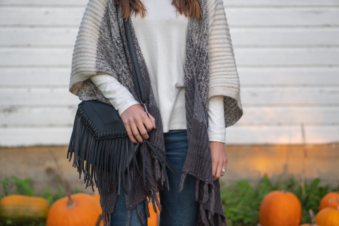 tassel bag, kimono, fall style