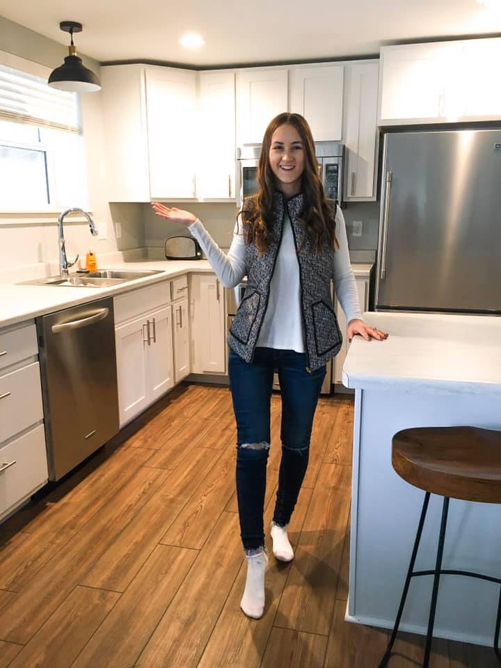 new apartment, white kitchen, stainless steel appliances