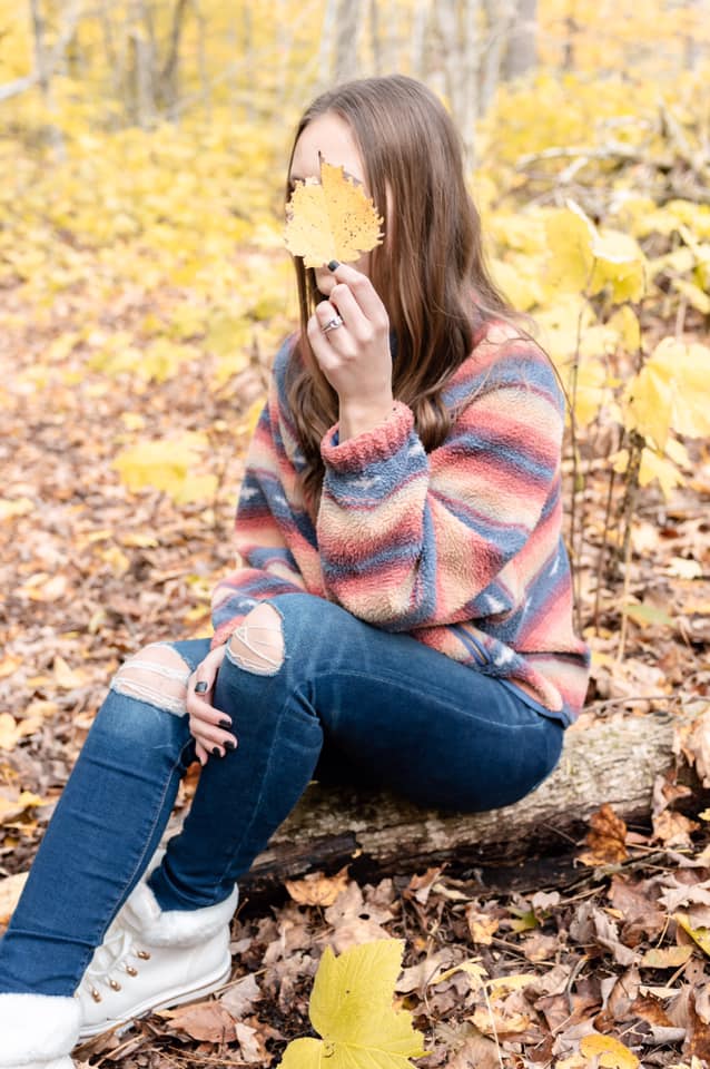 yellow leaves, printed jacket, fall style