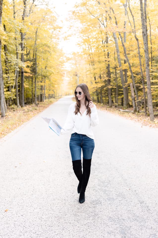 waffle knit top, OTK boots, fall style