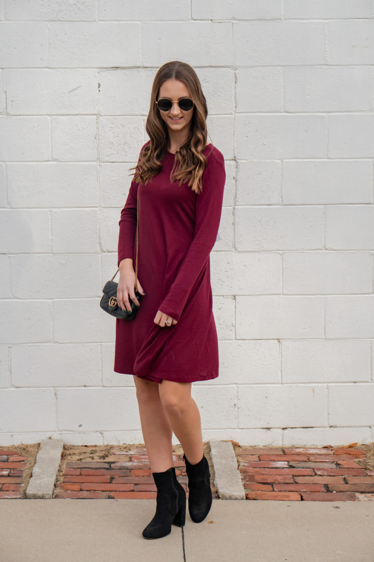 Maroon Plush-Knit Swing Dress - For The Love Of Glitter