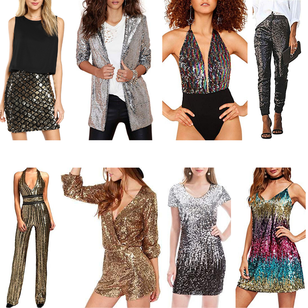 NYE outfit ideas, sequin dress, sequin romper
