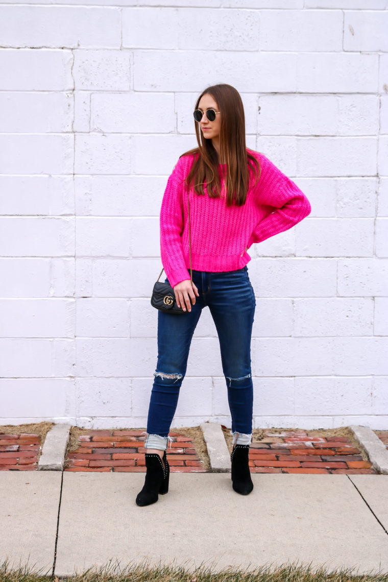 street style, round sunglasses, Gucci bag