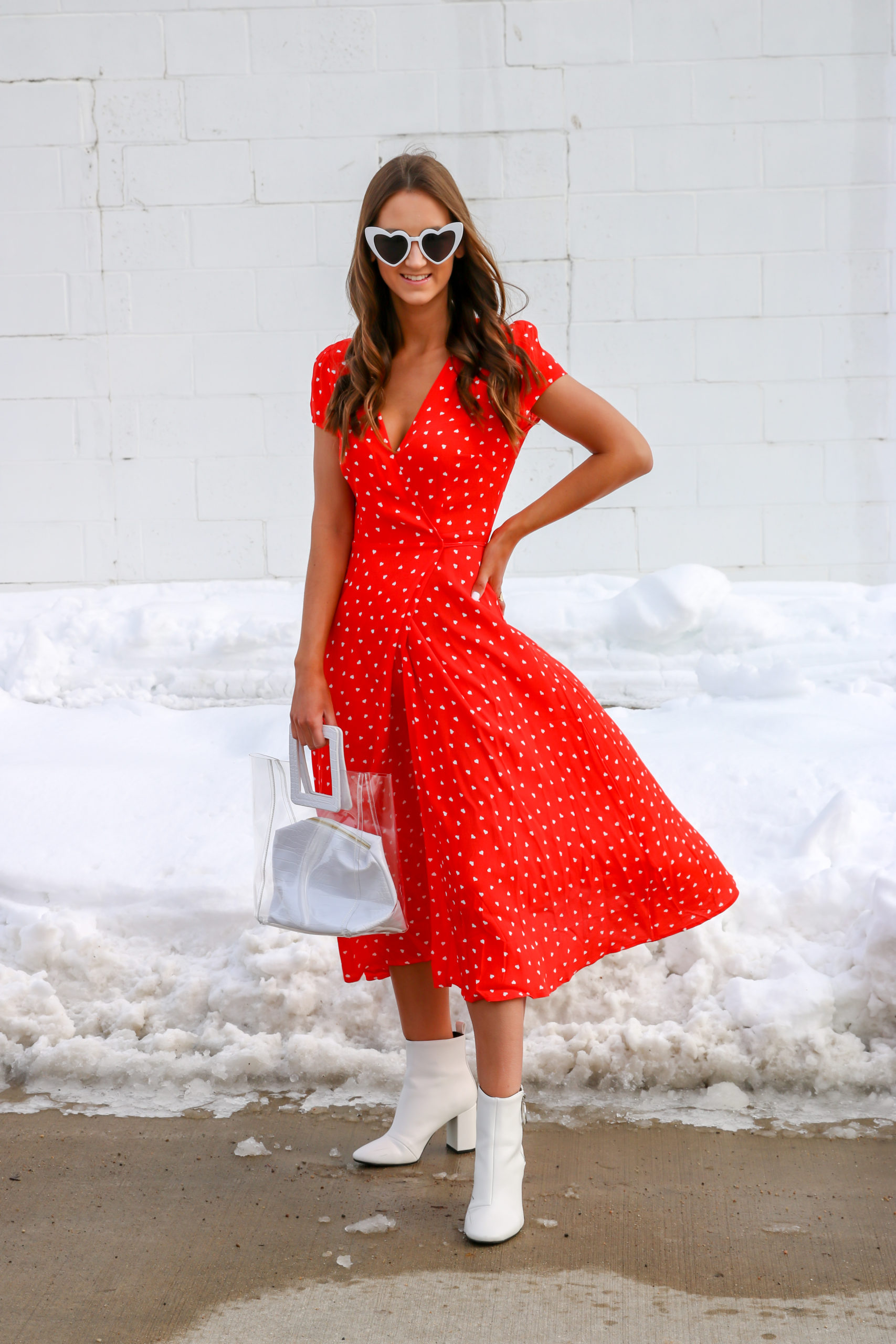 Heart print deals midi dress