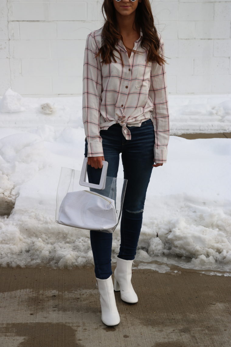 tunic shirt, tie front top, VDay outfit