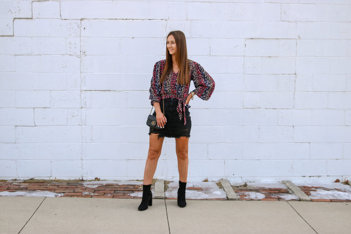 Gucci bag, distressed skirt, street style