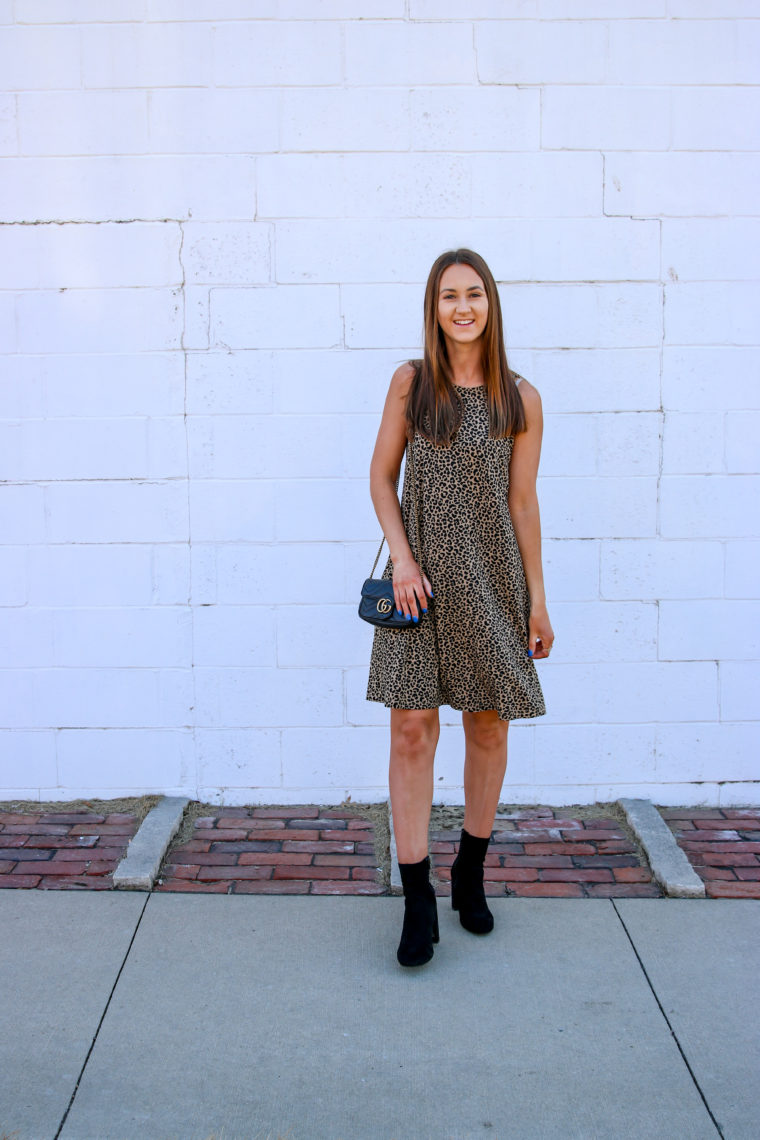 leopard print dress, sock booties, spring style