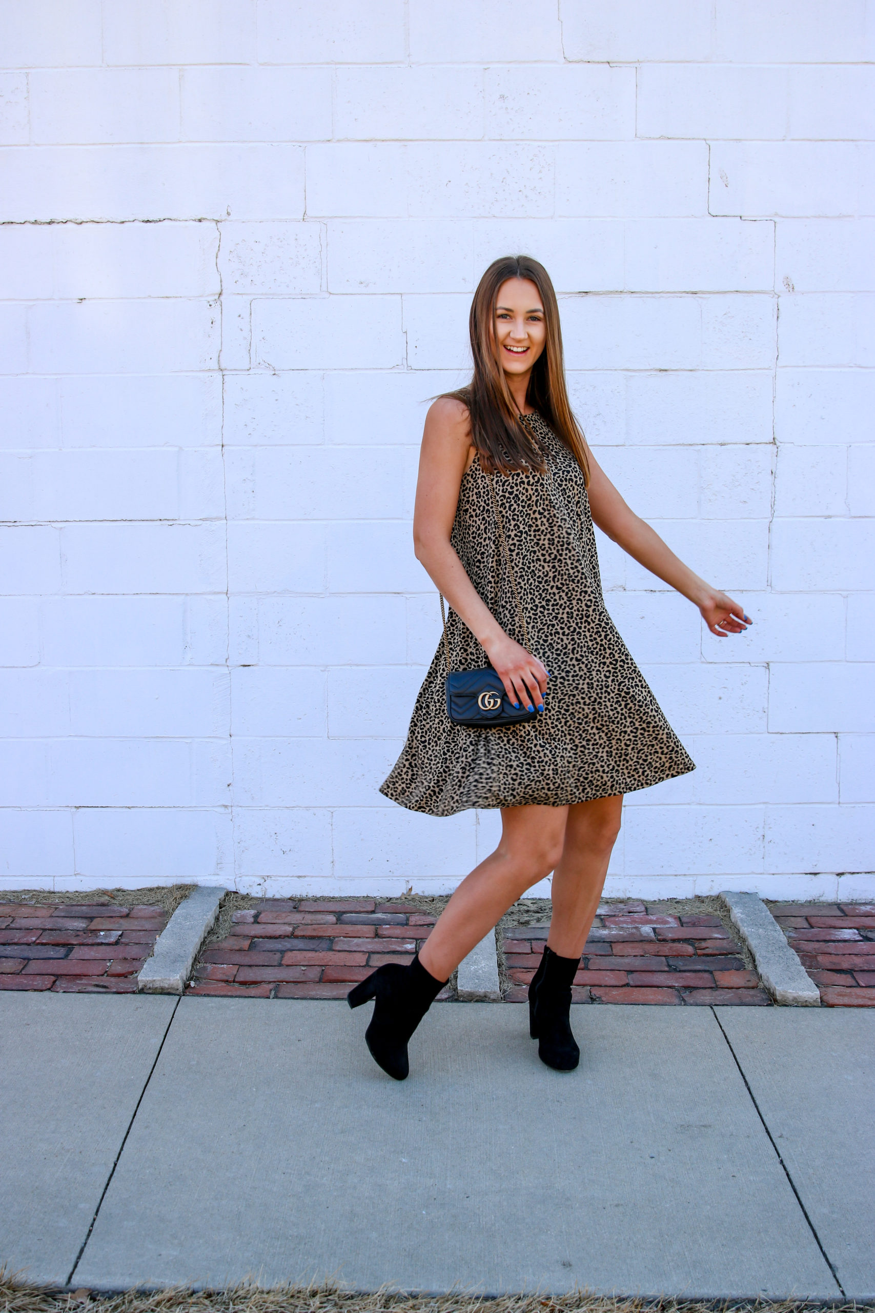 leopard print strappy swing dress