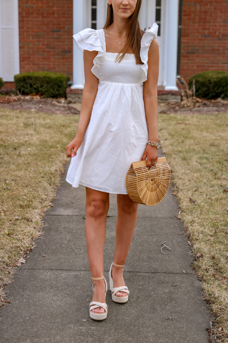 Easter dress, Easter outfit, nude wedges