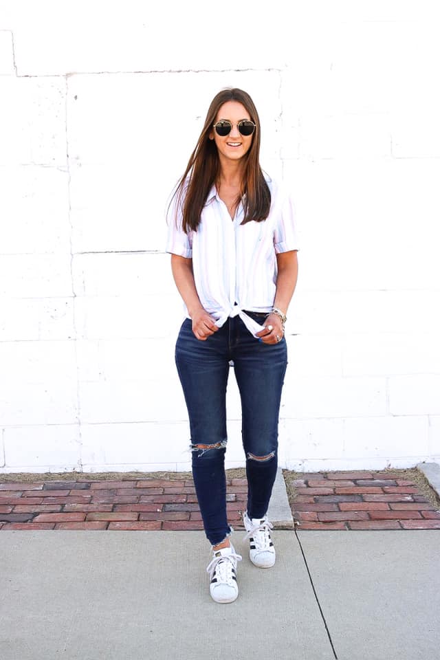 striped shirt, button up shirt, spring style 