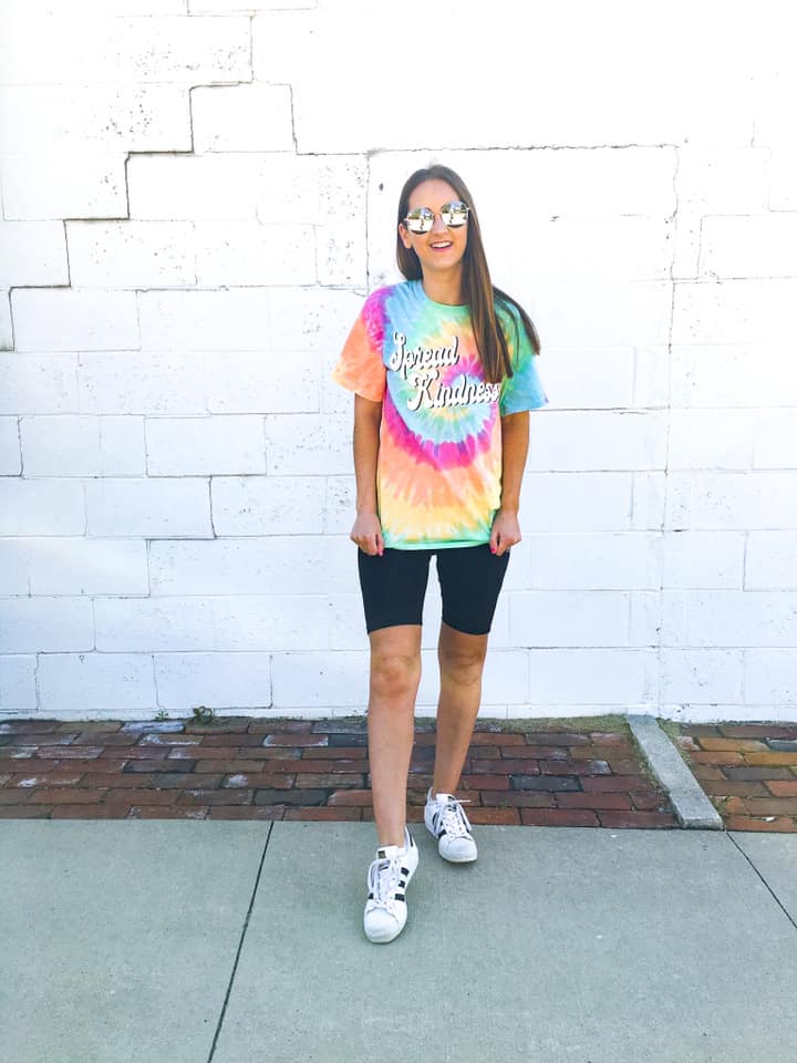 tie dye, tie dye shirt, bike shorts 