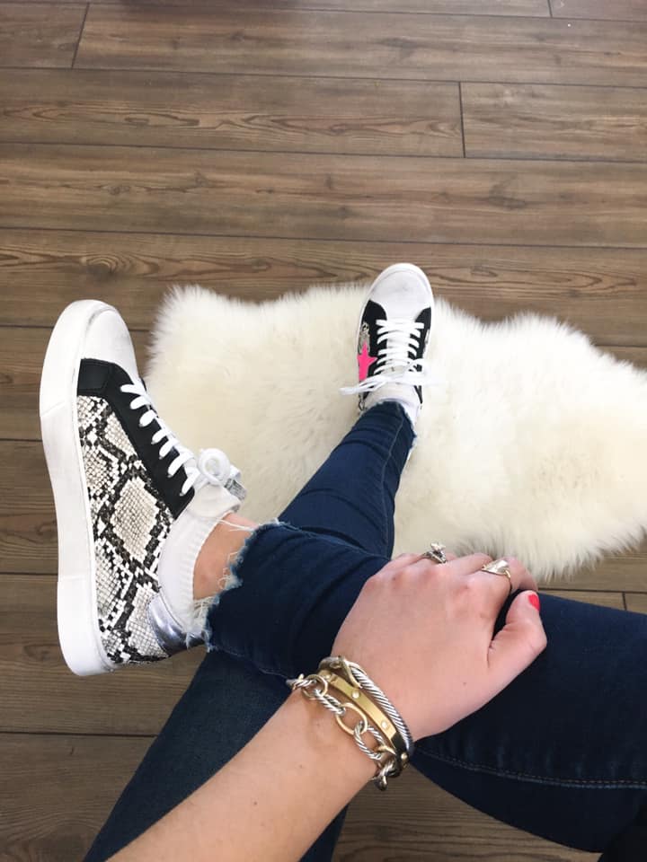 Steve Madden shoes, star sneakers, snakeskin sneakers