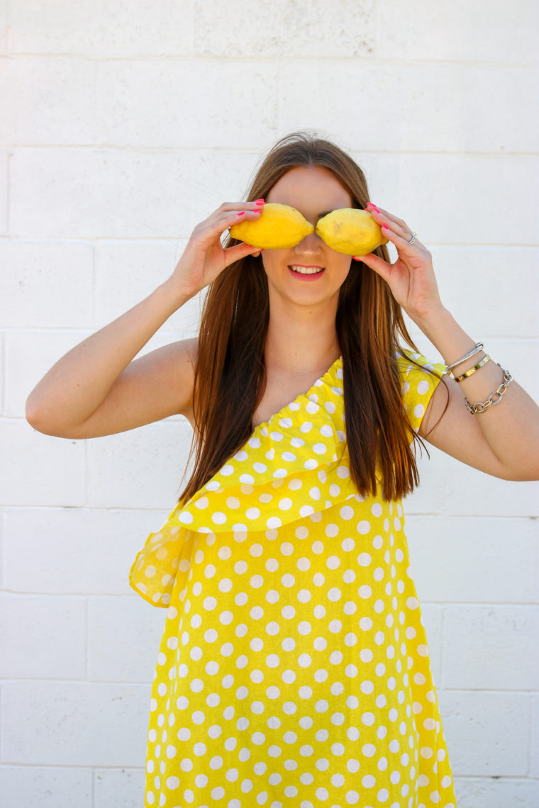 ruffle dress, lemons, spring outfit