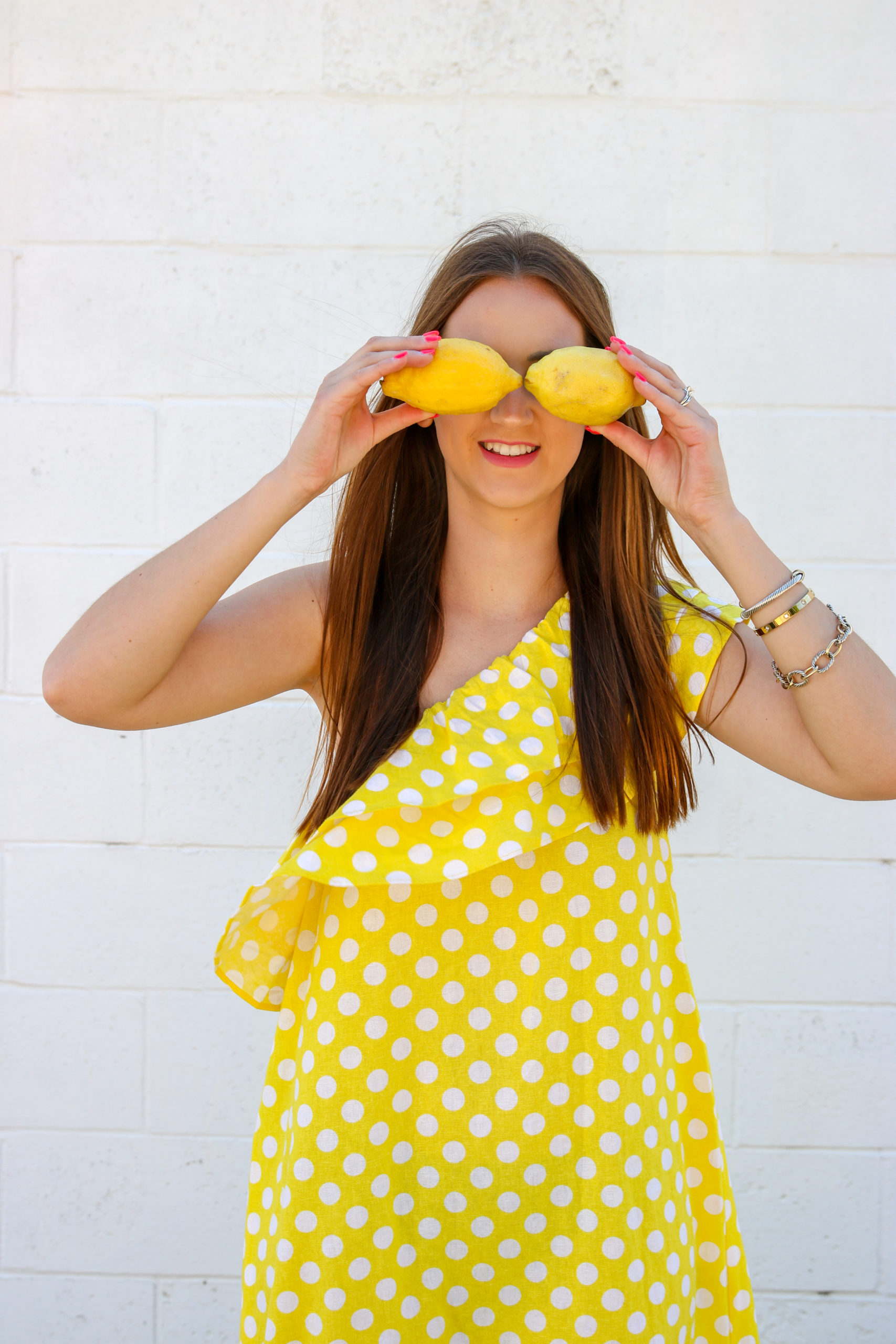 Yellow One Shoulder Polka Dot Dress - For The Love Of Glitter