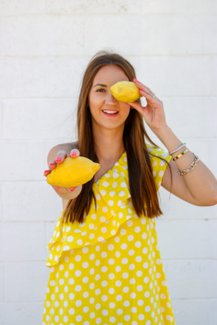 lemons, yellow dress, spring dress