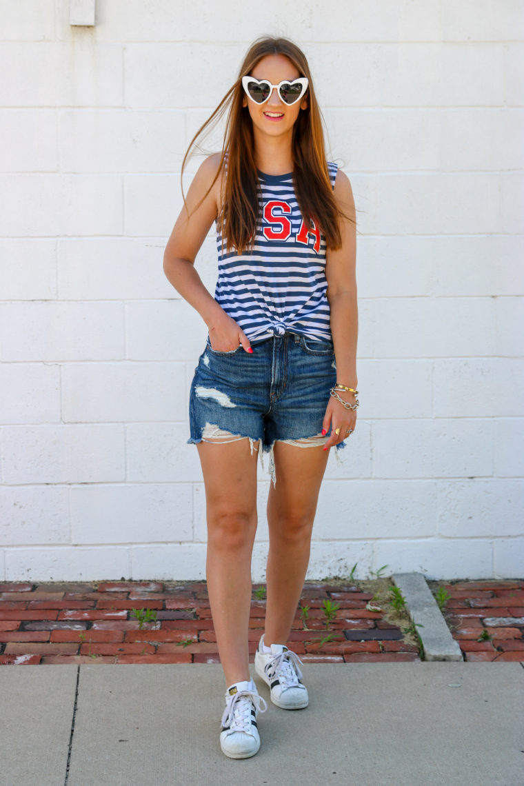 striped tank top, 4th of July tank top