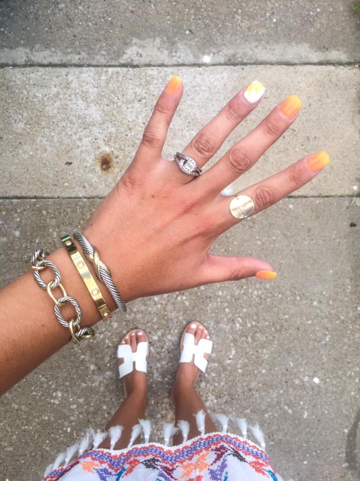 dip nails, sns nails, summer nails 