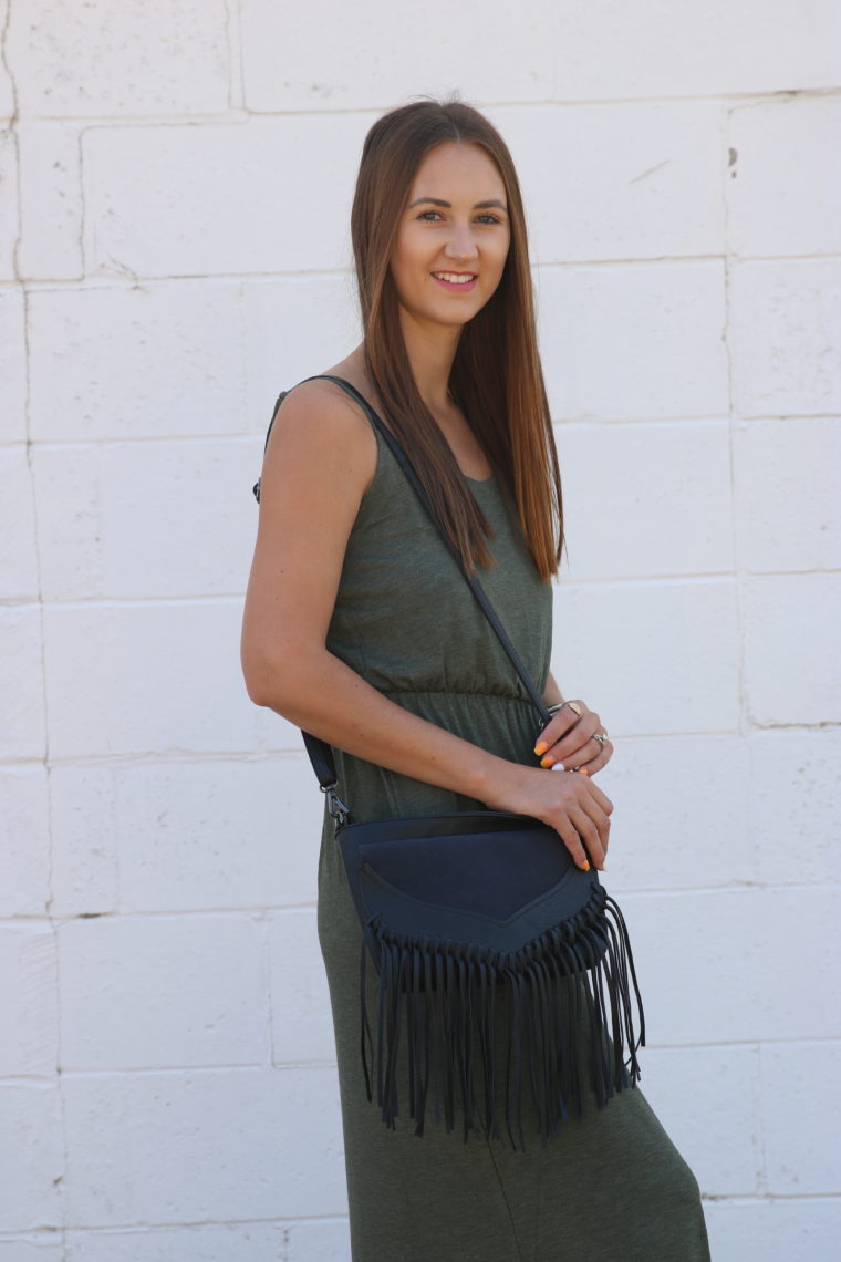 fringe bag, green dress, summer dress