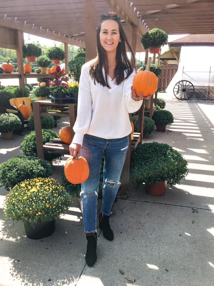 black booties, pumpkins, Abercrombie jeans