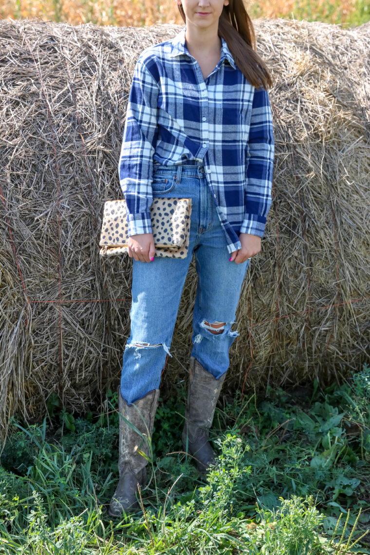 leopard print clutch, cowgirl boots