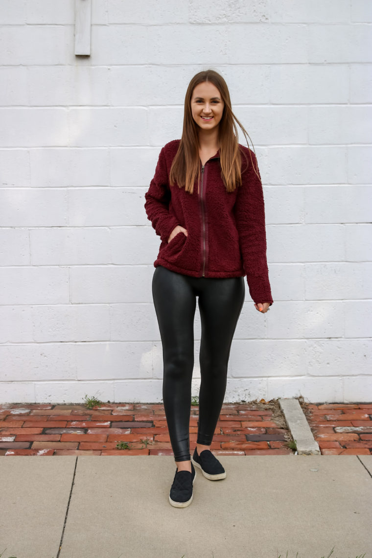 Burgundy Sherpa Zip-Front Jacket - For The Love Of Glitter