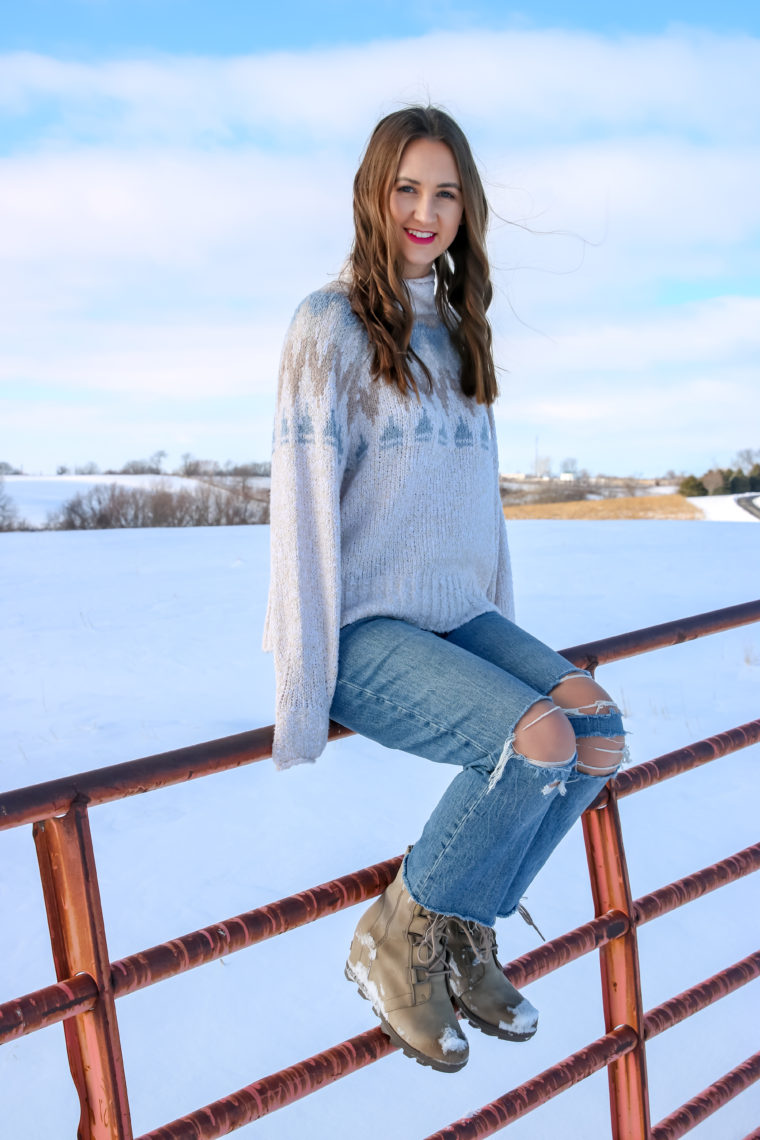 winter outfit, fair isle sweater