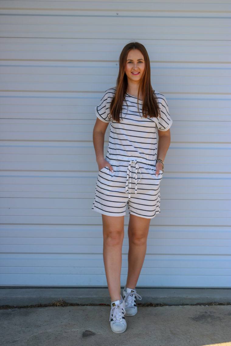 Black & White Striped Romper