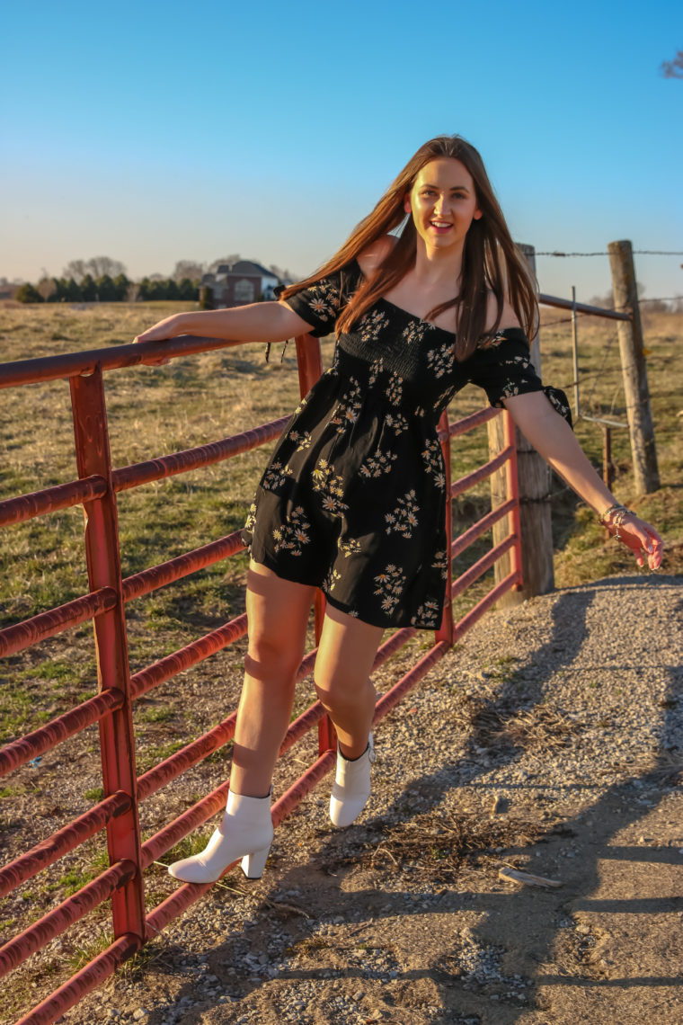 white booties, spring outfit