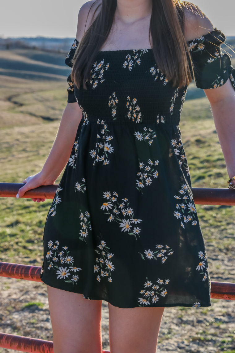 yellow floral print dress