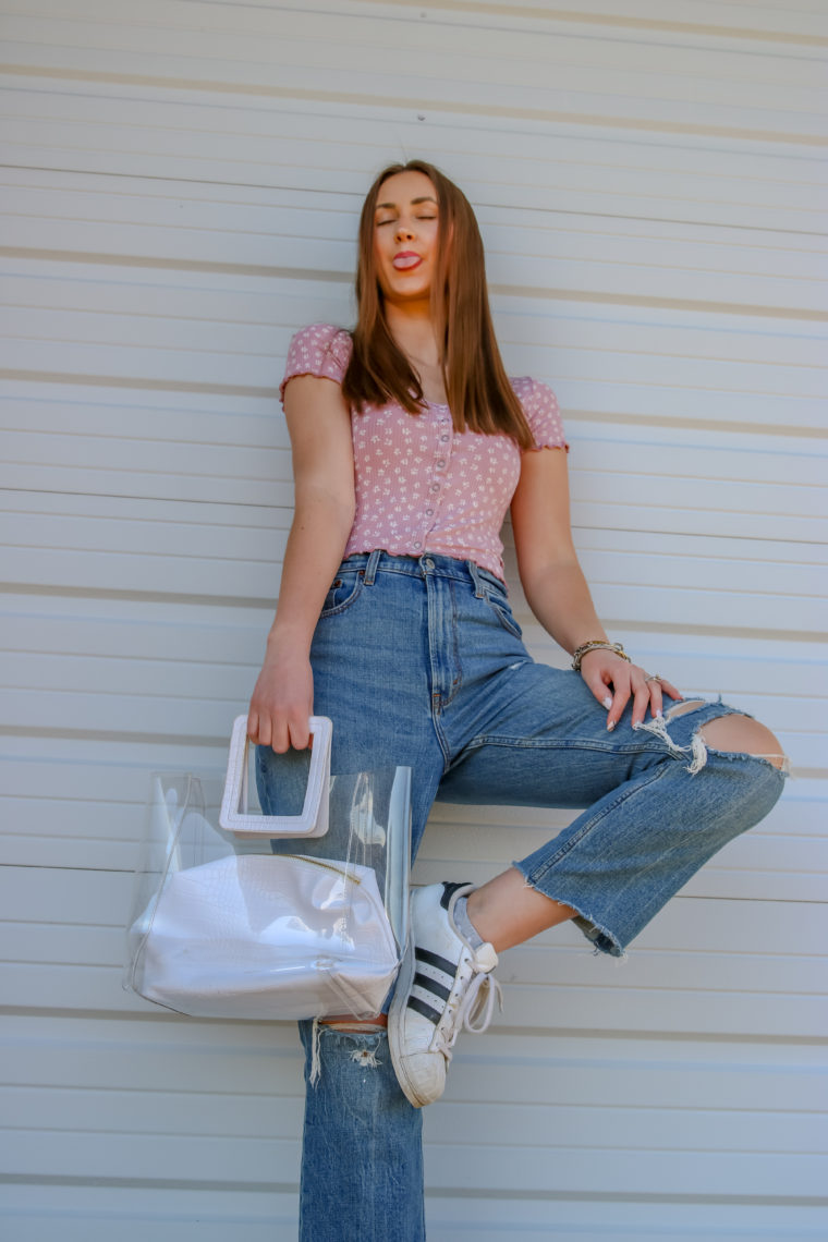 curvy jeans, floral print crop top