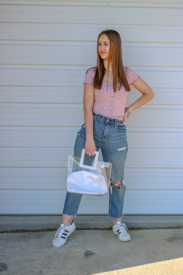 crop top, mom jeans 