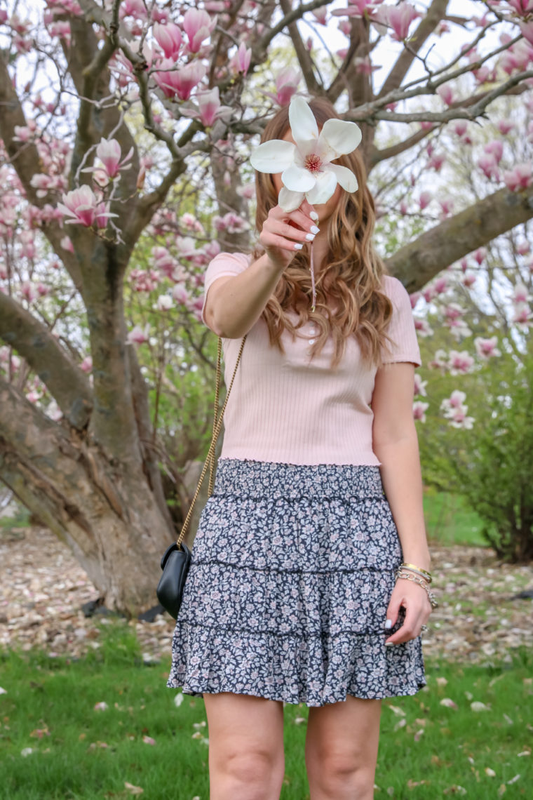 cherry blossom tree, spring outfit 