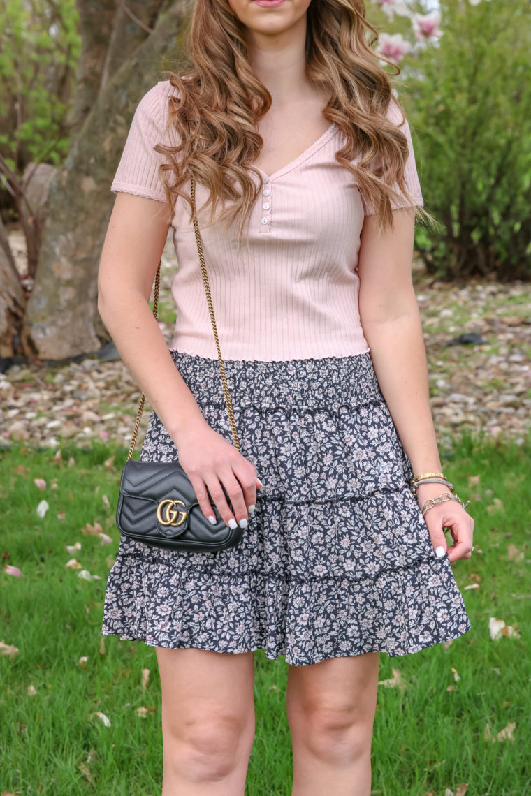 tiered skirt, crop top 