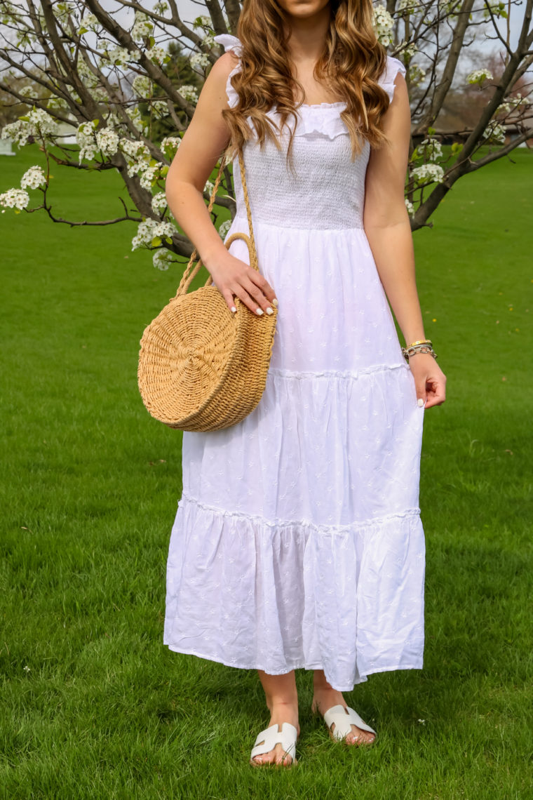 White Ruffle Eyelet Maxi Dress - For The Love Of Glitter