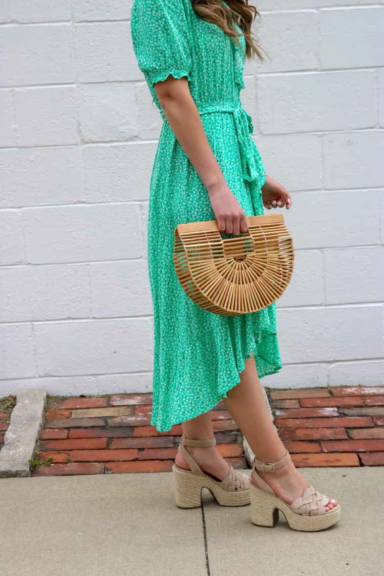 midi dress, espadrille wedges