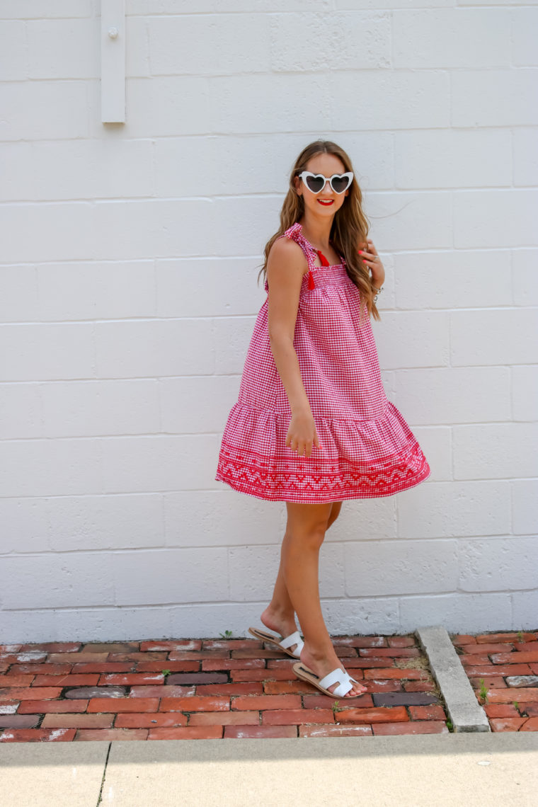 red gingham dress, 4th of July outfit