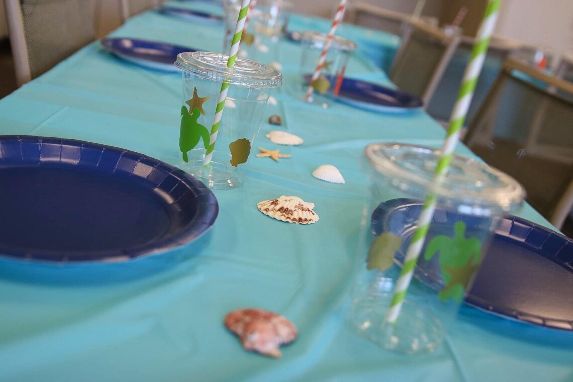 Sea animal table decorations. 
