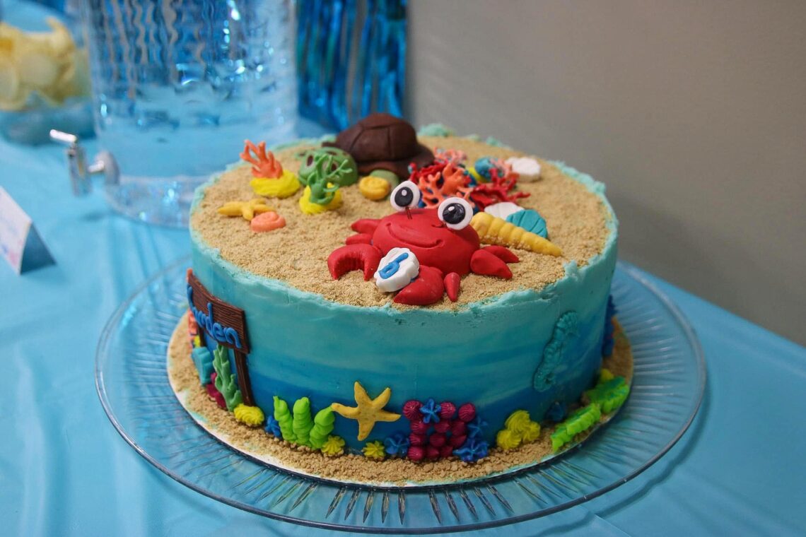 Large sea animal birthday cake. 