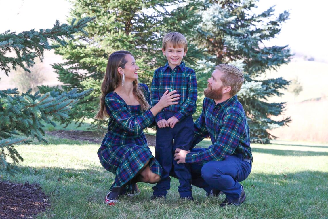 Family smiling and looking at each other